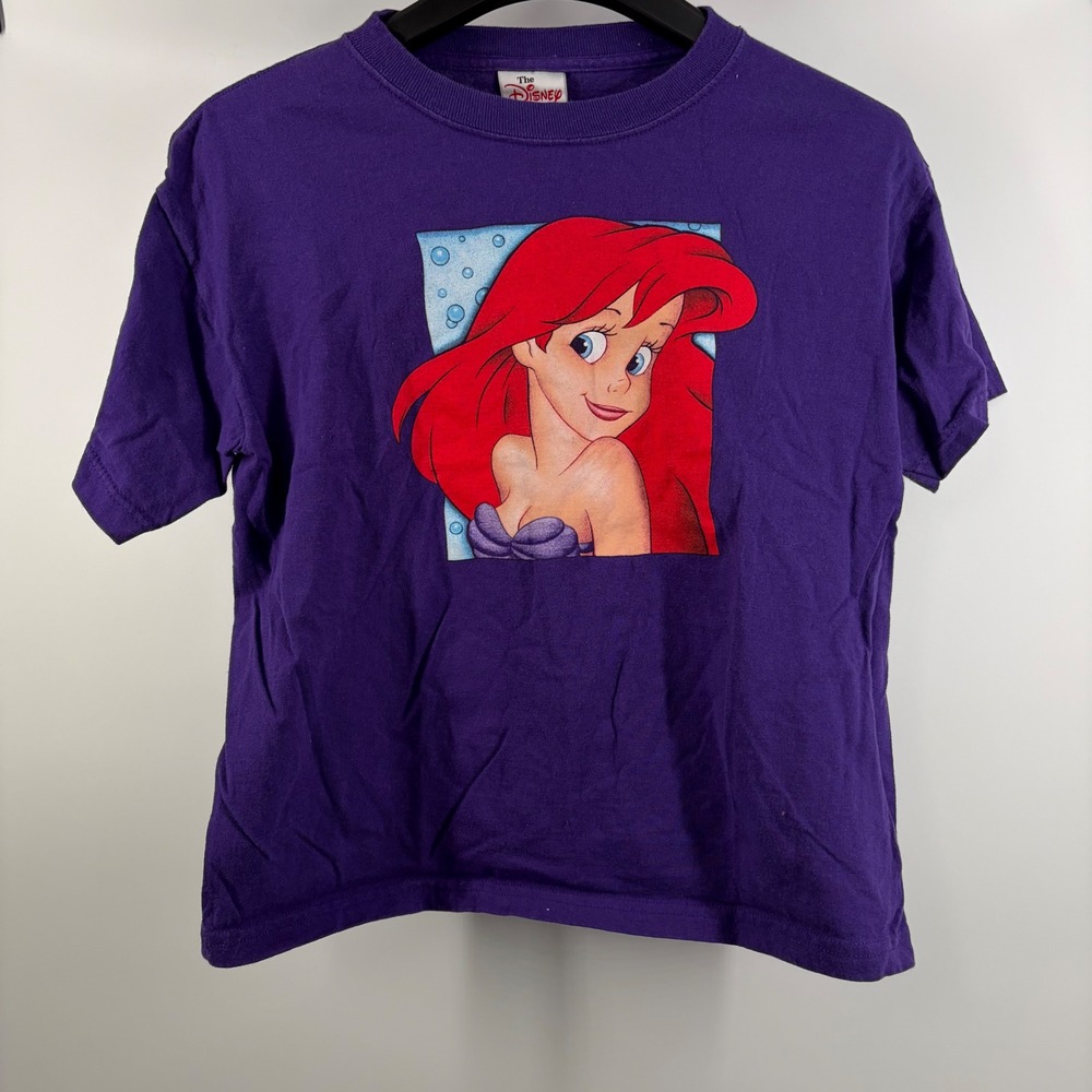 Vintage Disney Store Ariel The Little Mermaid Purple Graphic Tee Kids Large